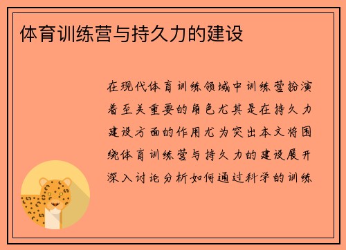 体育训练营与持久力的建设